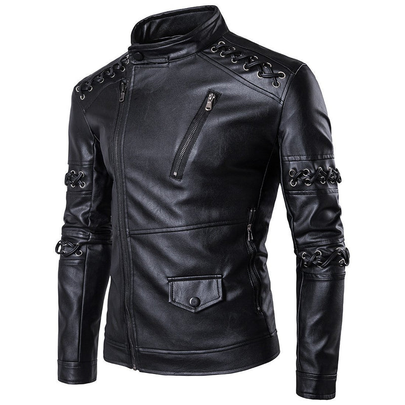 Men s Leather Jacket Faux Fur Coats Trend Slim Fit GothicGo