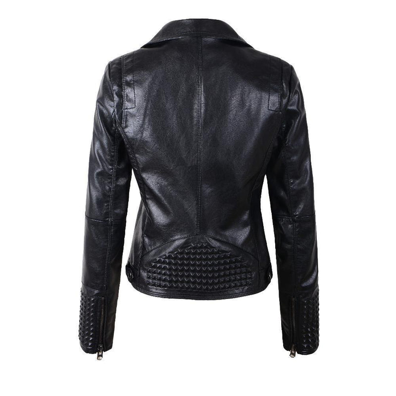  LY VAREY LIN Women's Faux Leather Motorcycle Jacket PU