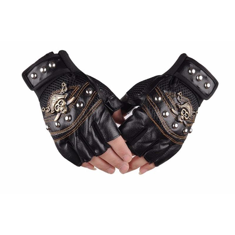 Skull Motorcyclist Leather Gloves