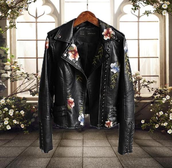 Floral Leather Jacket – GothicGo