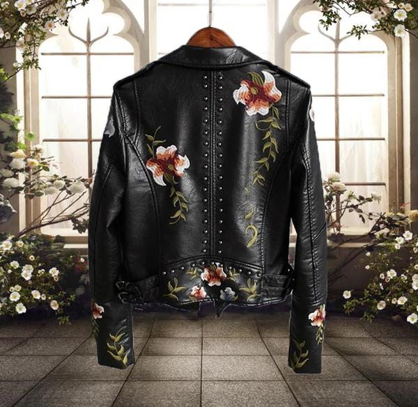 Floral Leather Jacket GothicGo