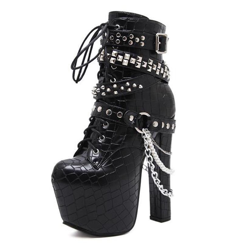 Buckle and Studs Embellished High-Heeled Boots | Studded ankle boots, High  heel boots ankle, Heeled boots