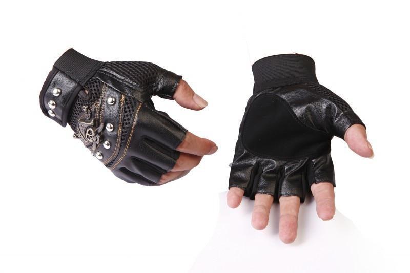 Skull Motorcyclist Leather Gloves