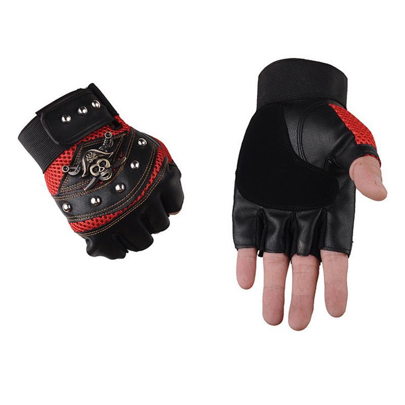 Skull Motorcyclist Leather Gloves